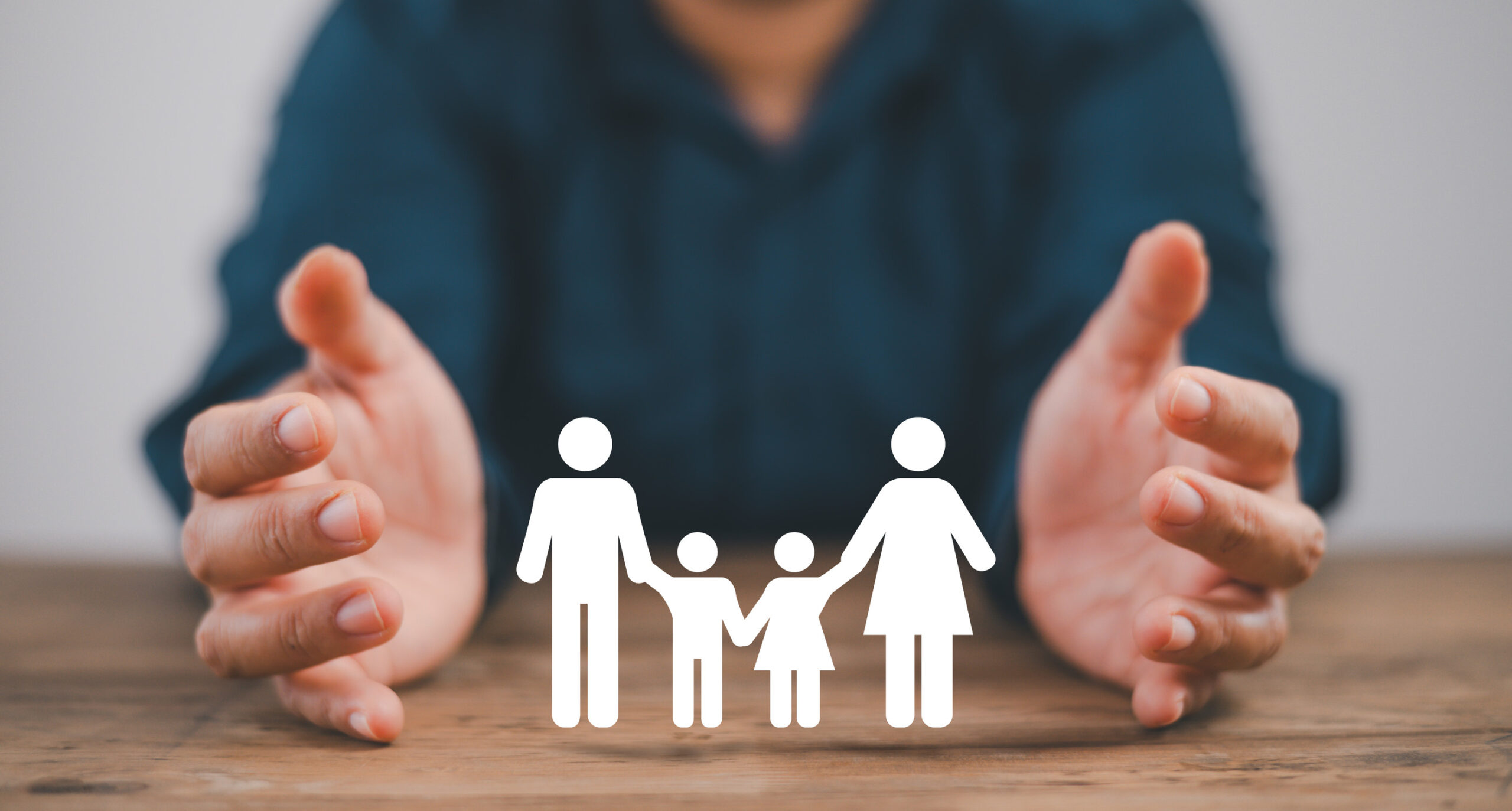 Hand protecting icon family with life insurance,life insurance